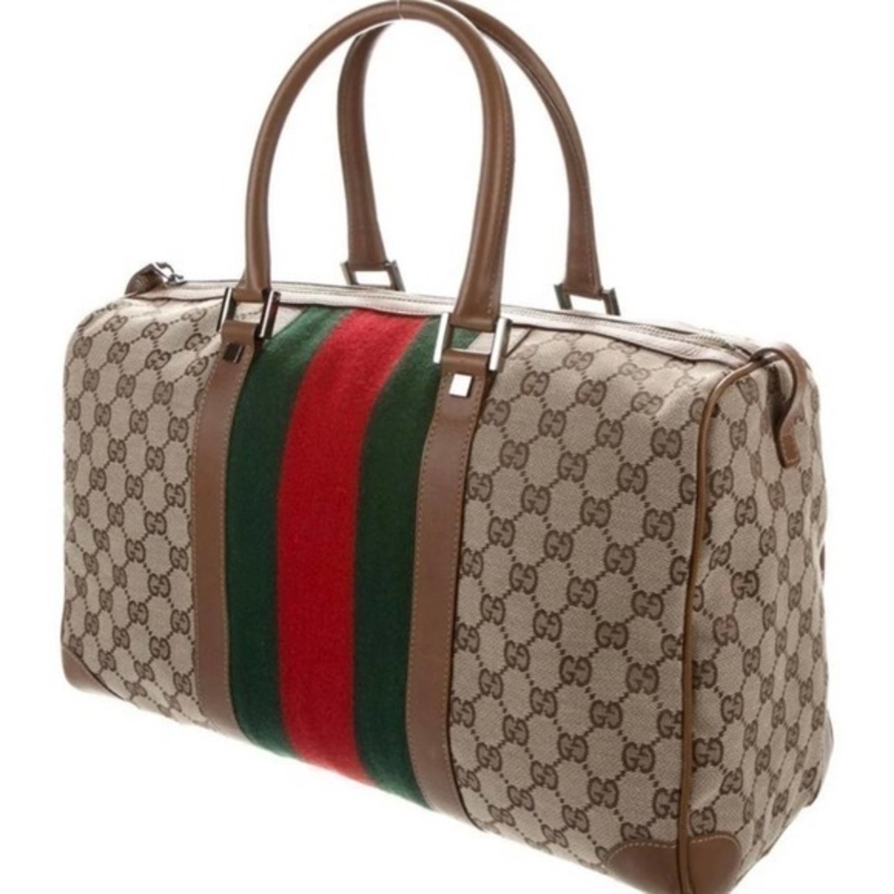 GUCCI x Ltd Ed. Vintage Boston Bag / GG Monogram Canvas Gucci Web! EUC Numbered